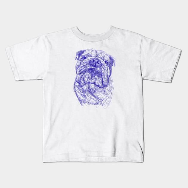 Bulldog dog scribble art Kids T-Shirt by KondeHipe